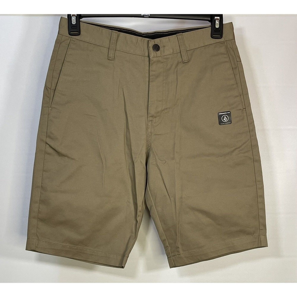 Volcom Corpo Class Men’s Size 29 Casual Flat Front Chino Shorts Beige Tan
